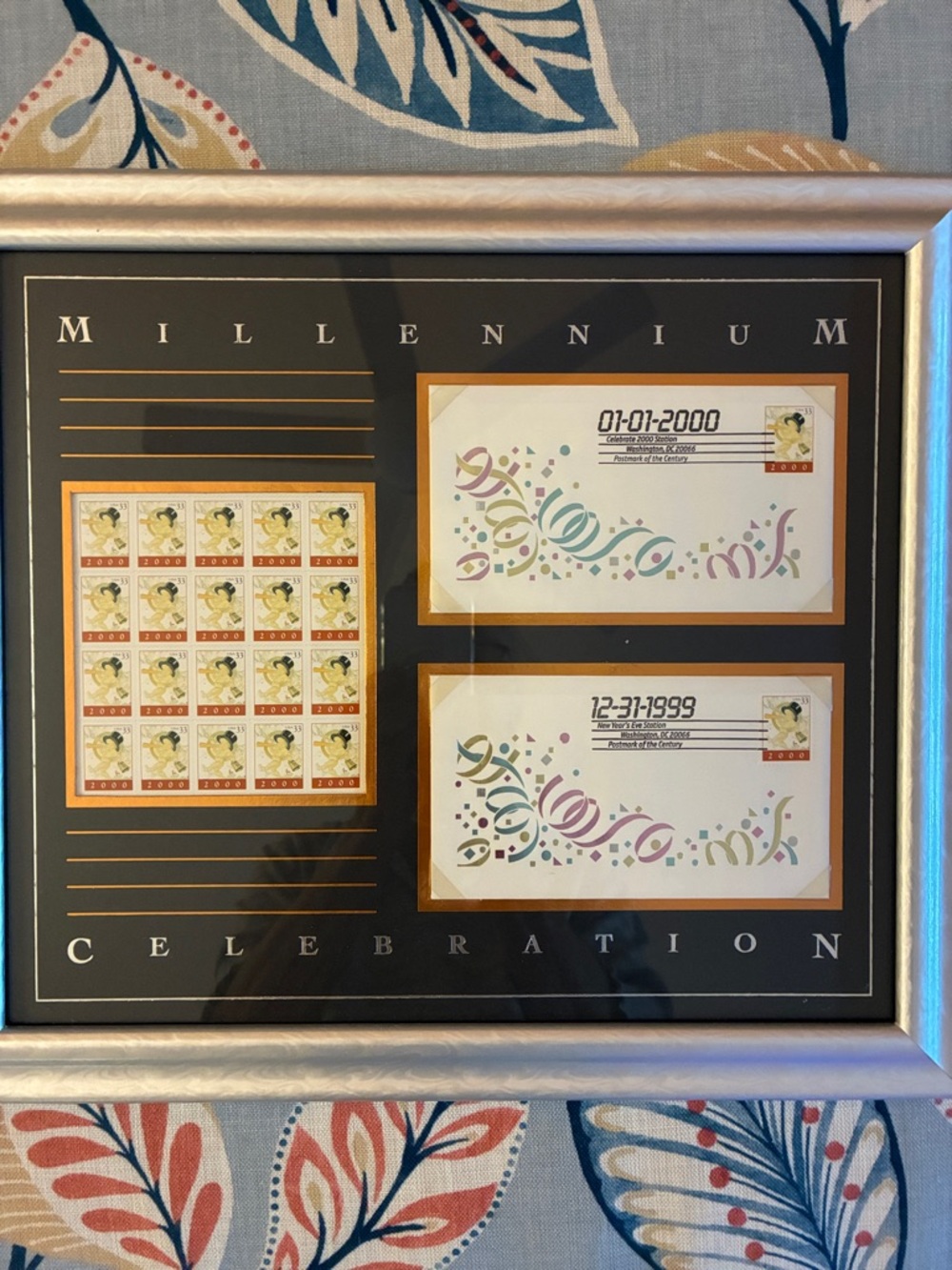 Framed Stamp Collectible - Silver Frame, Black Mat